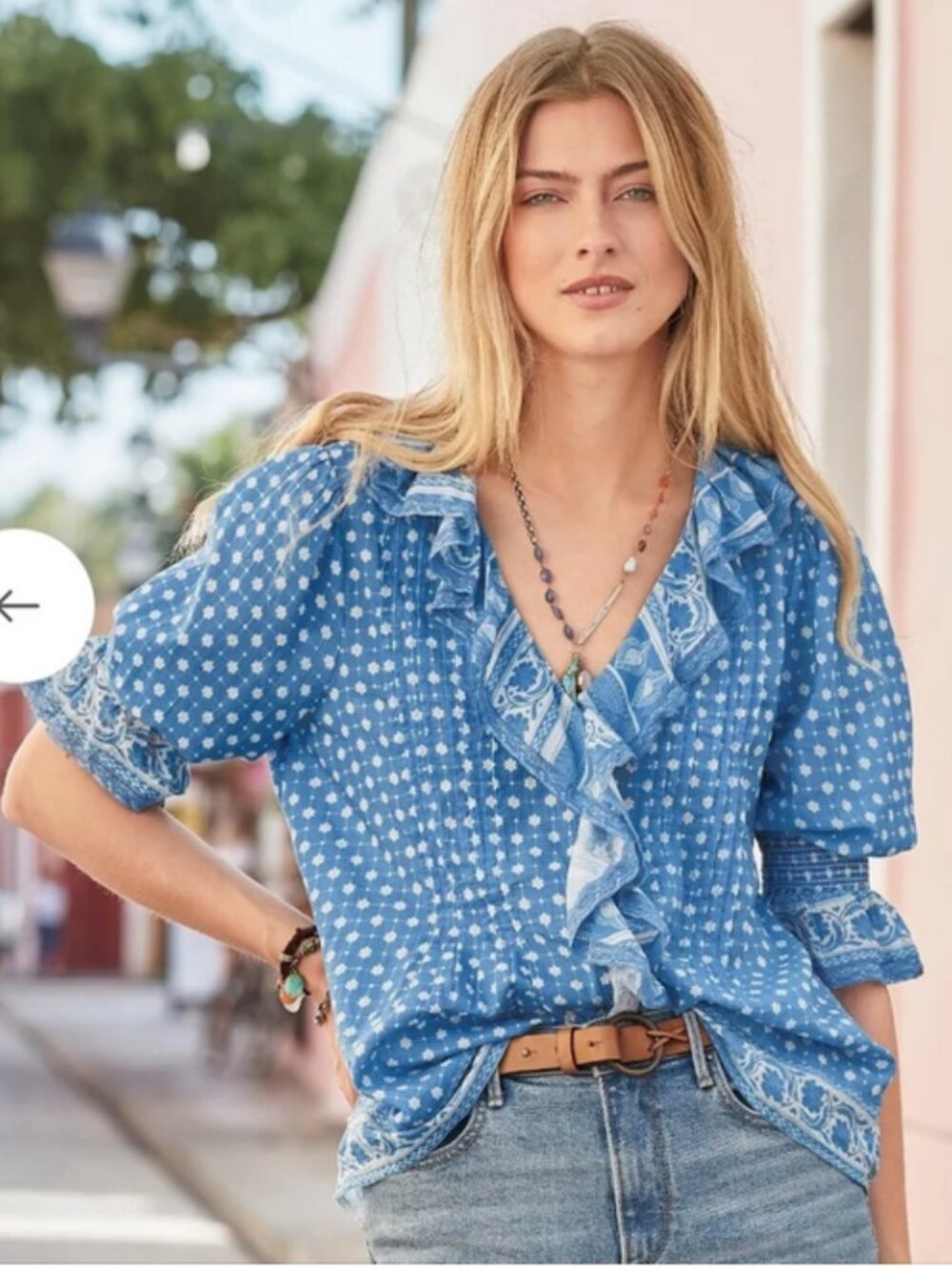 Sundance Darcy Ruffle Boho Button Up Top